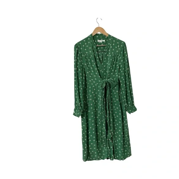 BODEN Green Wrap Long Sleeve Belted Midi Dress - Picture 2 of 6